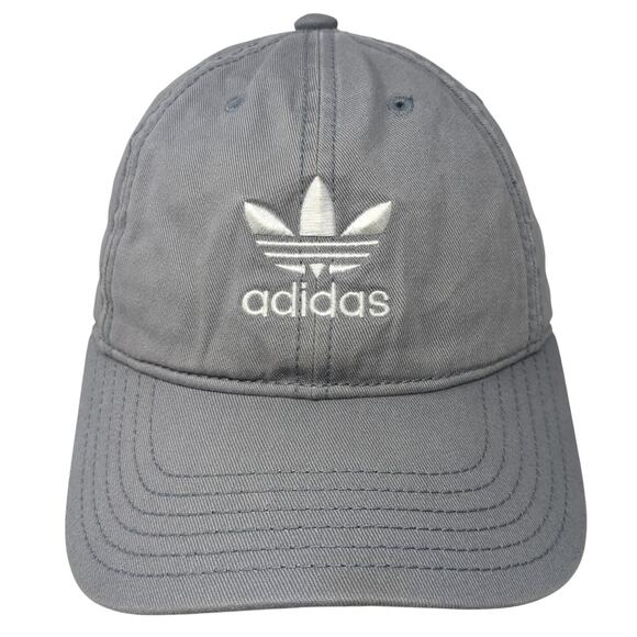 Adidas Trefoil Slideback Hat Gray One Size Embroidered Vent Holes - Picture 1 of 9